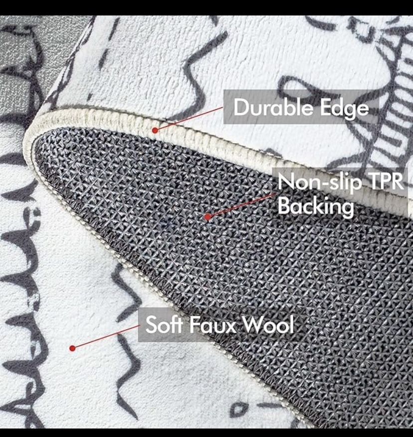Washable 5’x7’ White and Grey Rug - photo 2