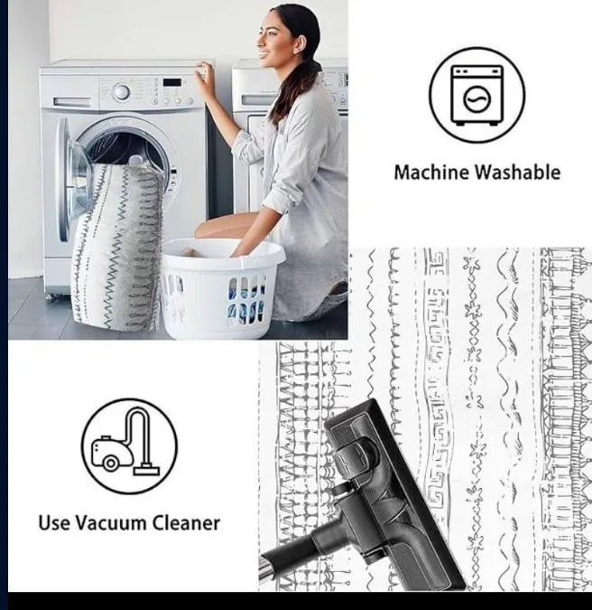 Washable 5’x7’ White and Grey Rug image indicator(4)