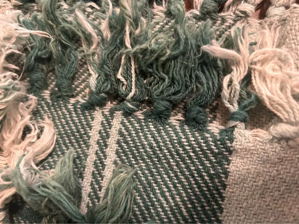 Vintage 1940s Green & Cream Plaid Lap Blanket image indicator(4)