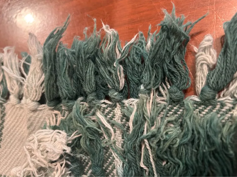 Vintage 1940s Green & Cream Plaid Lap Blanket image indicator(5)