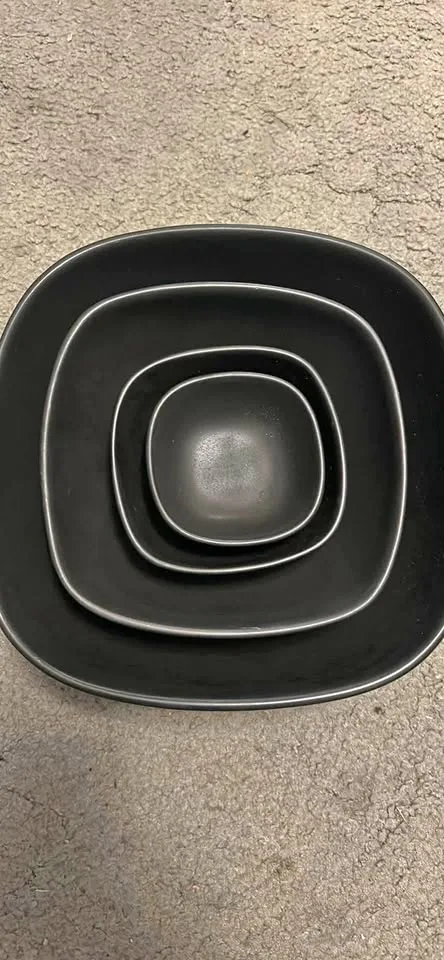 Matte Black Stoneware Nesting Bowl Set – Heavy & Durable thumbnail