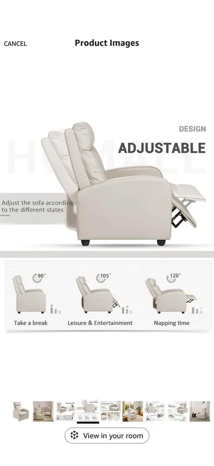 Homall Recliner Chair -Added lower back support image indicator(3)