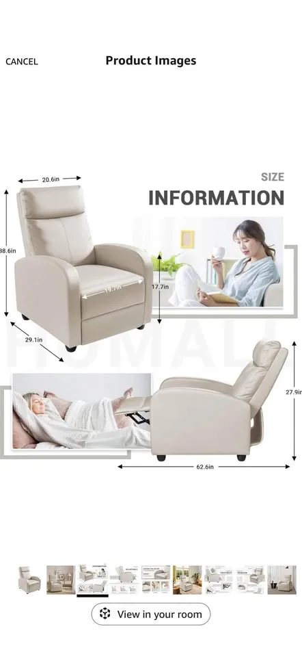 Homall Recliner Chair -Added lower back support image indicator(4)