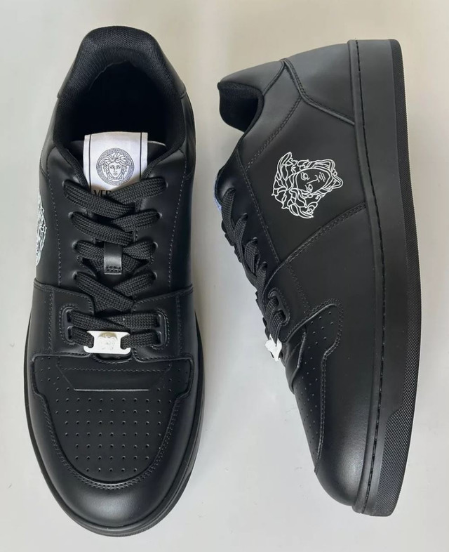 Versace Men's Medusa Logo Black Leather Sneakers Size 11 - photo 2