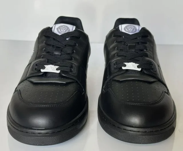 Versace Men's Medusa Logo Black Leather Sneakers Size 11 image indicator(5)