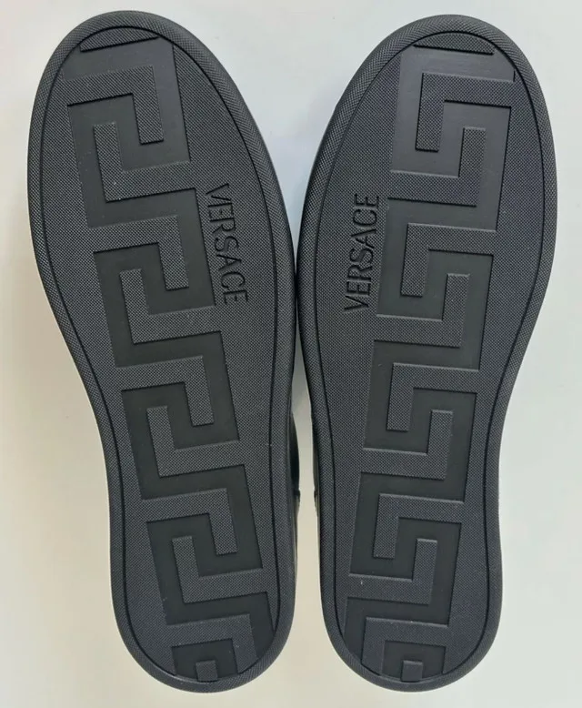 Versace Men's Medusa Logo Black Leather Sneakers Size 11 image indicator(7)