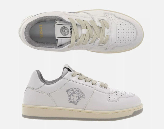 Versace Men's Medusa Logo White Leather Sneakers Size 11