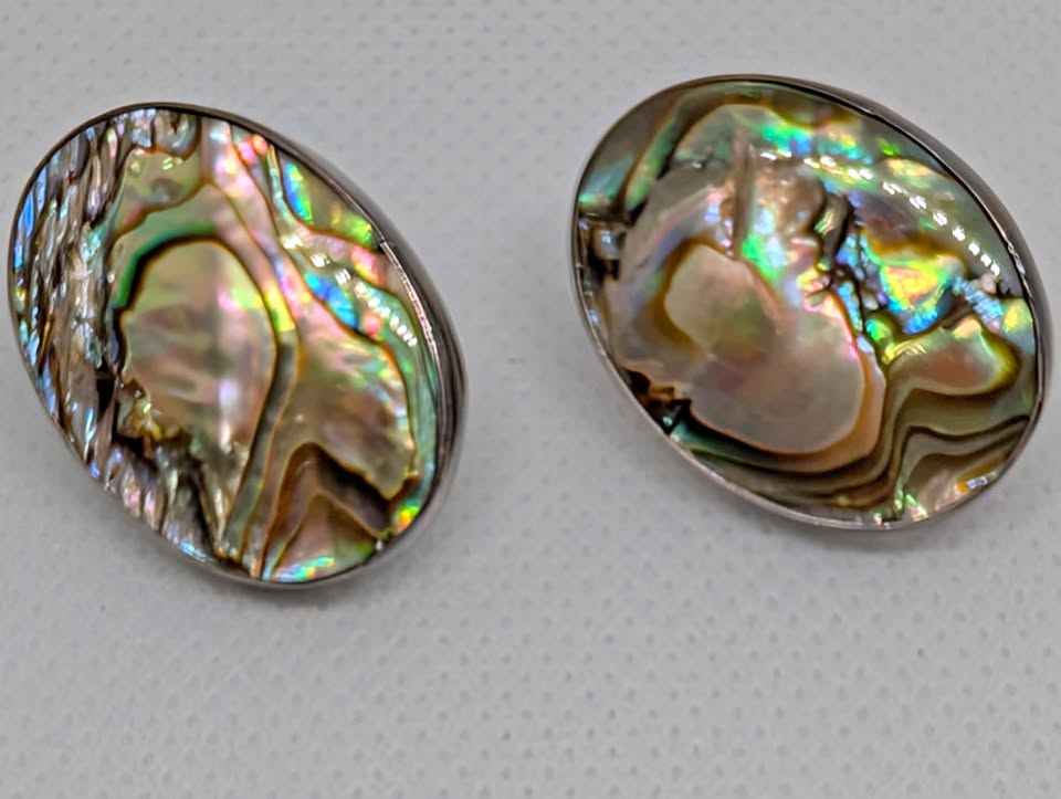 Sterling Silver Abalone earrings -signed