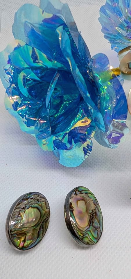 Sterling Silver Abalone earrings -signed - photo 3