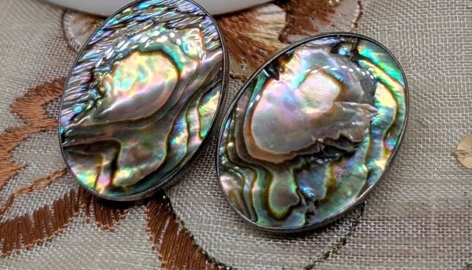 Sterling Silver Abalone earrings -signed - photo 4