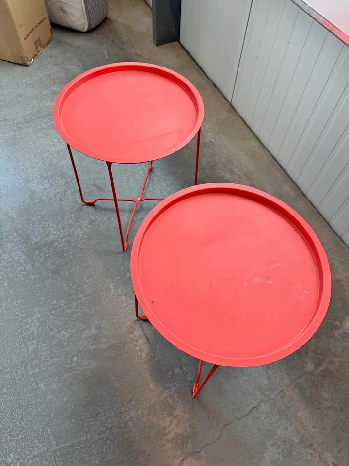 Orange fold up side tables