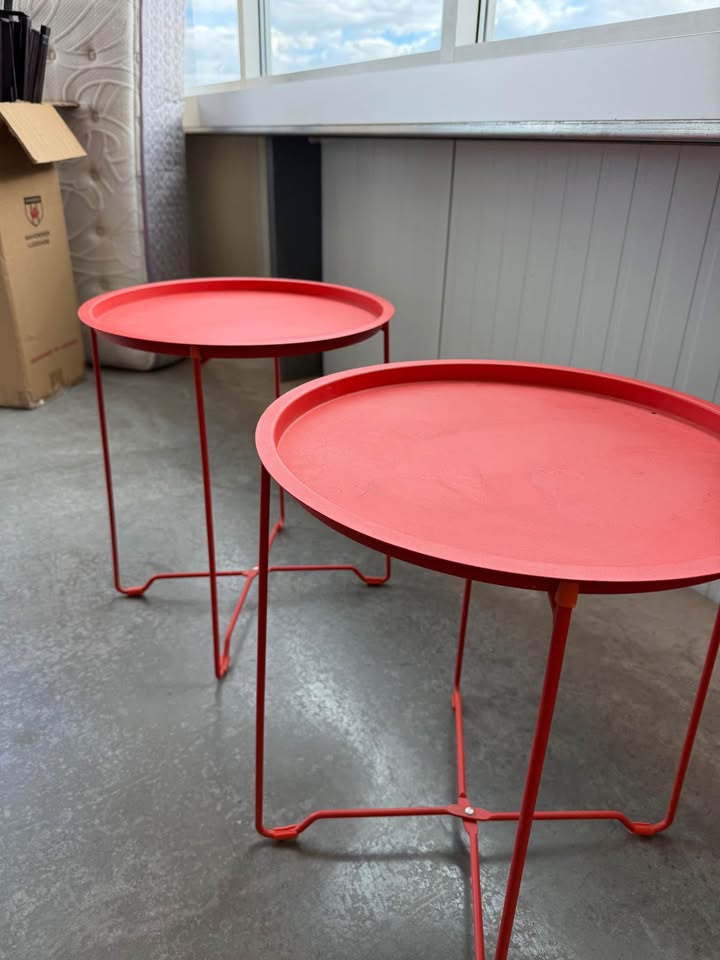 Orange fold up side tables - photo 2