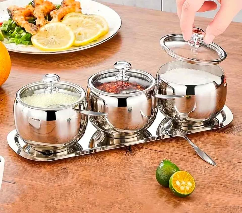 Brand new 304 stainless steel 3pc seasoning jar set