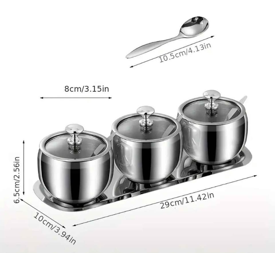 Brand new 304 stainless steel 3pc seasoning jar set - photo 2
