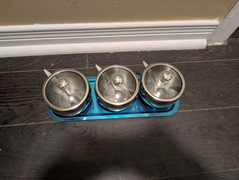 Brand new 304 stainless steel 3pc seasoning jar set image indicator(4)