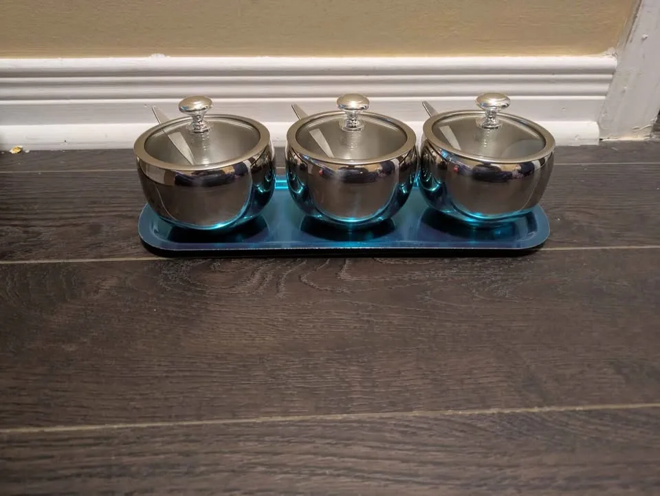 Brand new 304 stainless steel 3pc seasoning jar set image indicator(5)