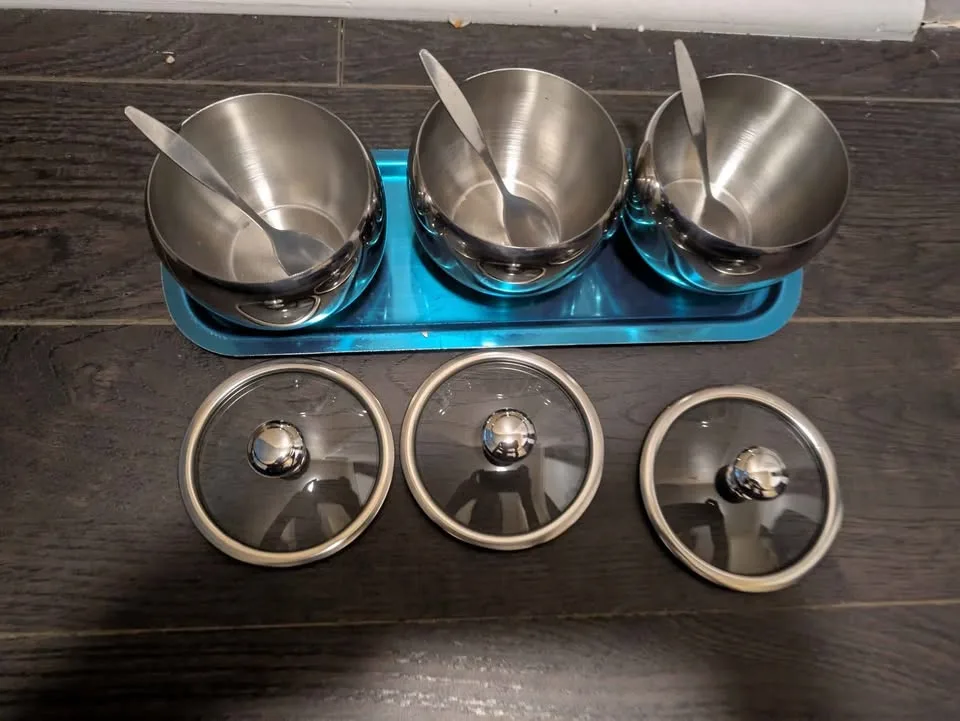 Brand new 304 stainless steel 3pc seasoning jar set image indicator(7)