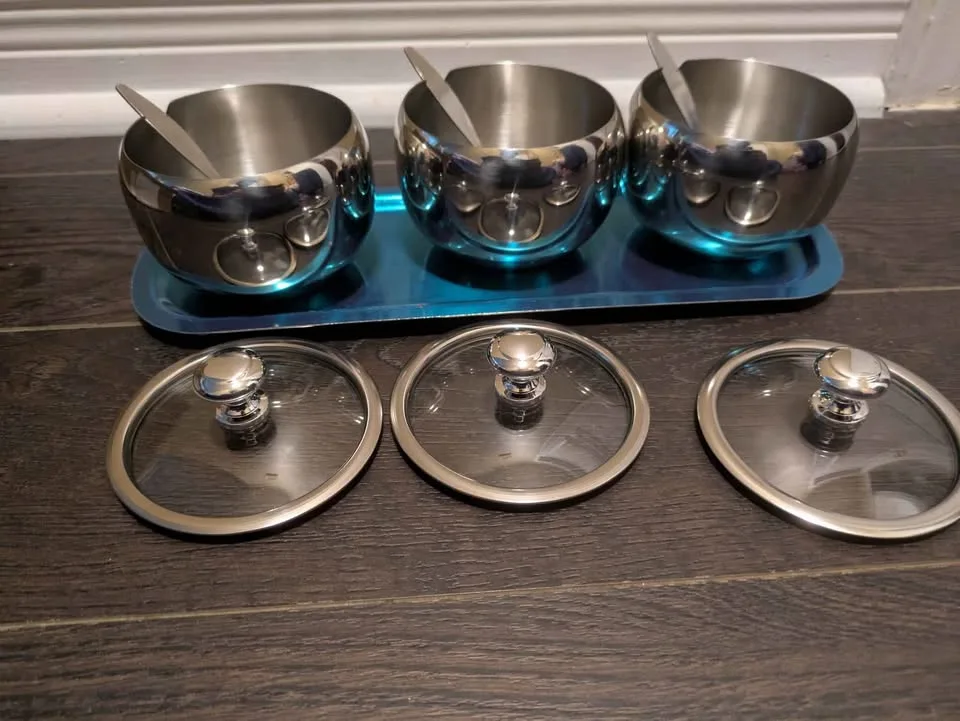 Brand new 304 stainless steel 3pc seasoning jar set image indicator(8)