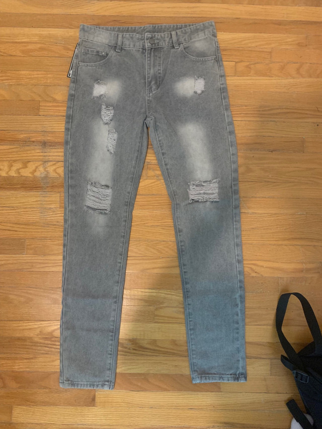 Boys Ripped Jeans Denim Pants Striaght Cut