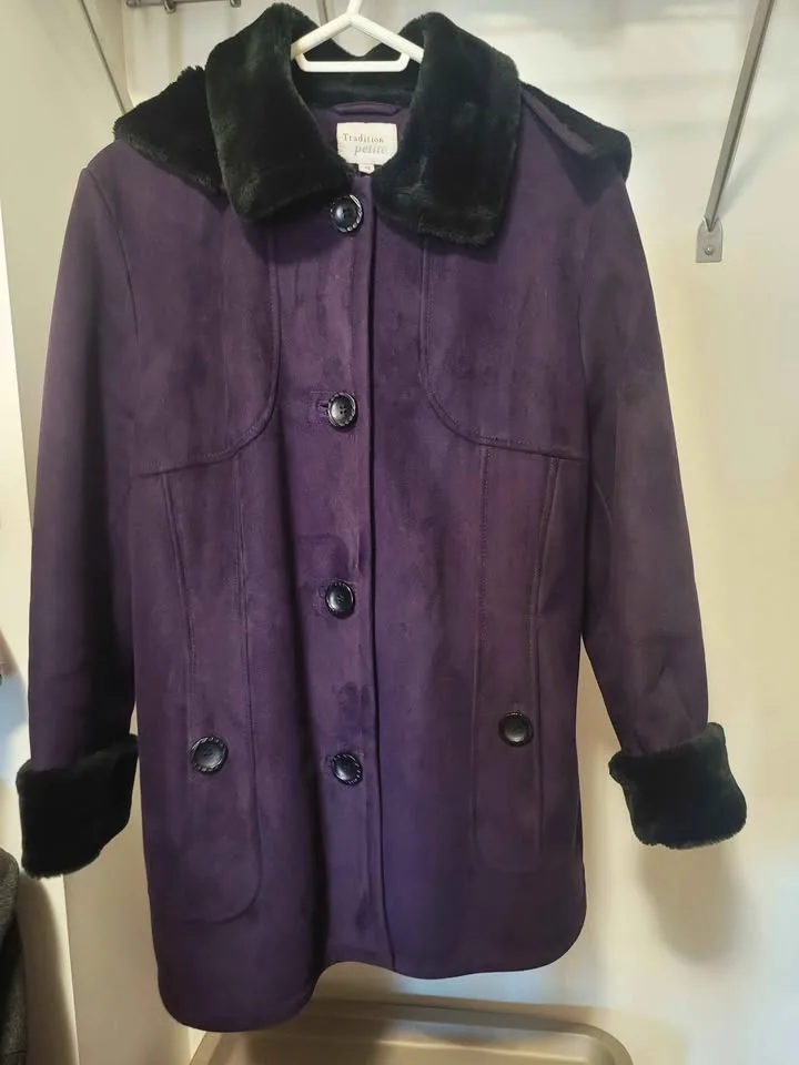 Elegant Deep purple super warm faux sheepskin coat image indicator(2)