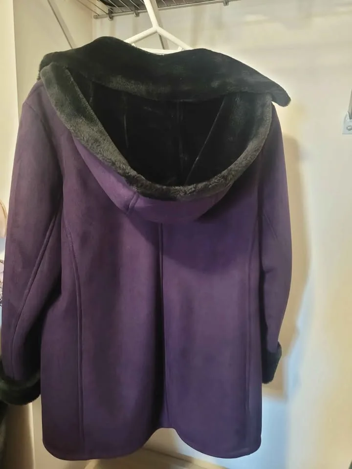 Elegant Deep purple super warm faux sheepskin coat image indicator(3)