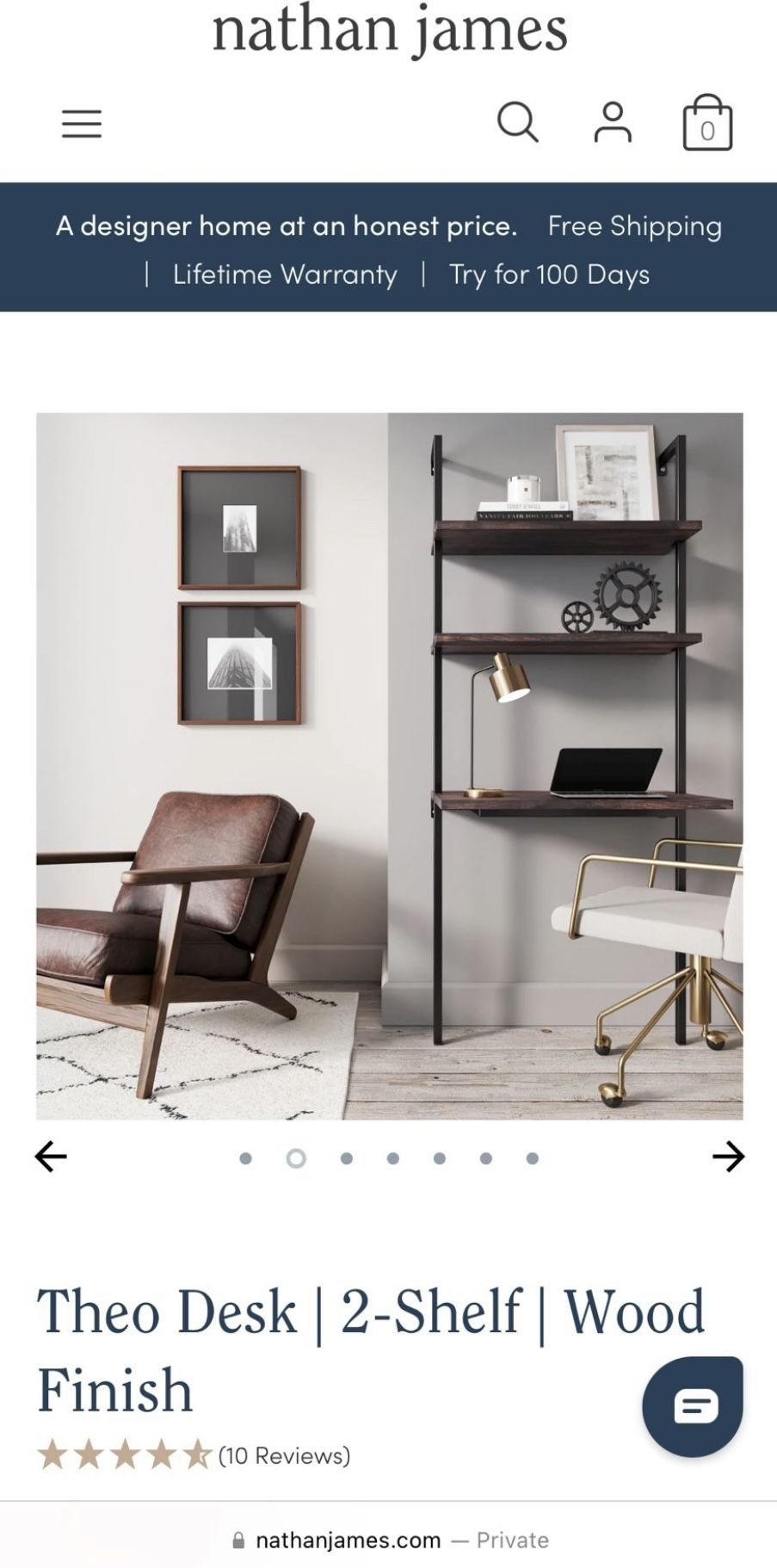 Nathan James ‘Theo’ Wall Mounted 2-Shelf Desk - photo 2