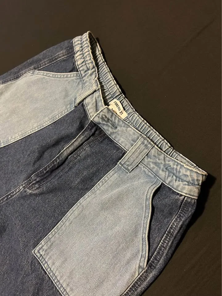 Forever 21 Patchwork Baggy Denim Jeans - Size 29 image indicator(4)
