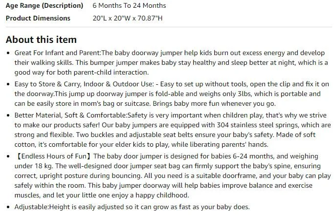 New~Baby Doorway Jumper,Portable,Adjustable, 6 Mths & Up image indicator(3)