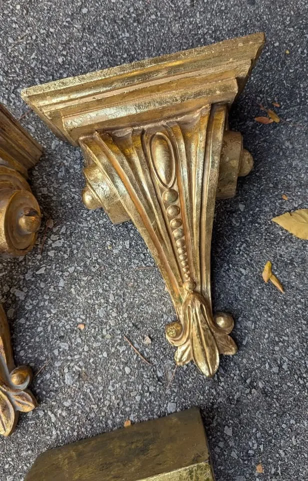 Vintage Gilt Wall Corbels / Architectural Shelf Brackets image indicator(4)