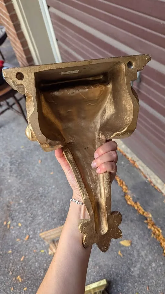 Vintage Gilt Wall Corbels / Architectural Shelf Brackets image indicator(5)