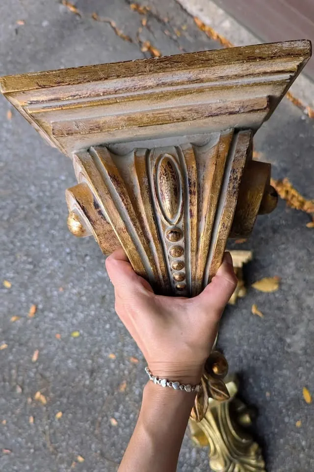 Vintage Gilt Wall Corbels / Architectural Shelf Brackets image indicator(6)