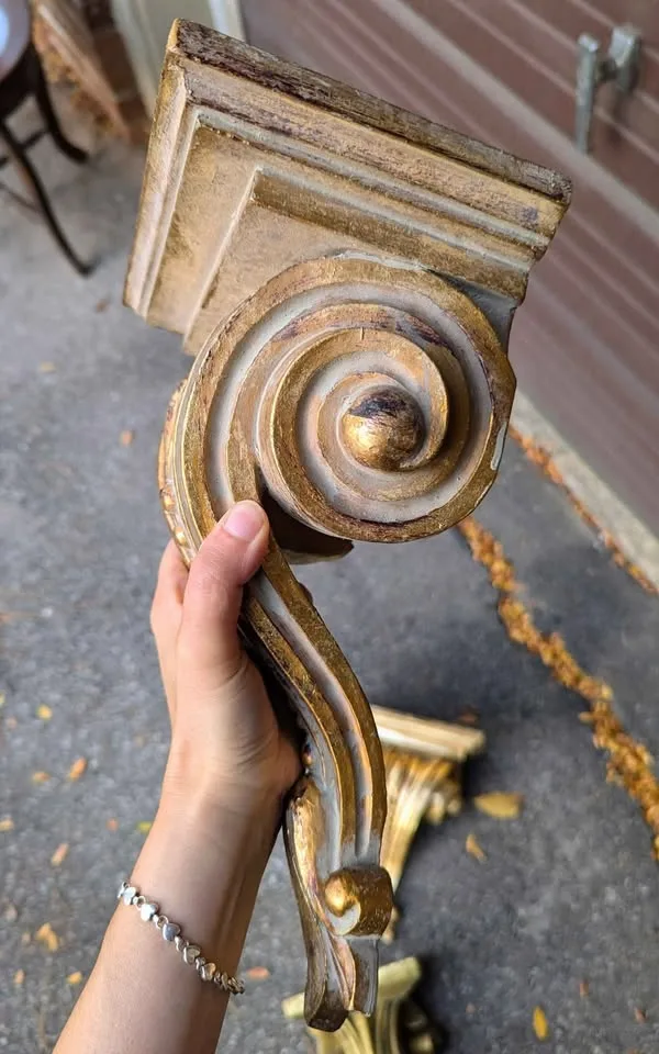 Vintage Gilt Wall Corbels / Architectural Shelf Brackets image indicator(7)