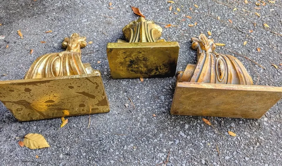 Vintage Gilt Wall Corbels / Architectural Shelf Brackets image indicator(8)