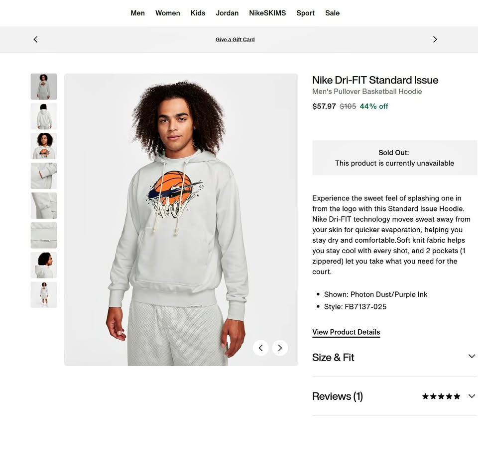 Nike Dri-FIT Basketball Hoodie XL