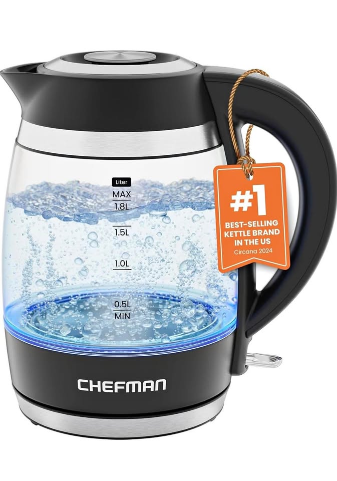 Chefman Electric Kettle, 1.8L 1500W, Hot Water Boiler