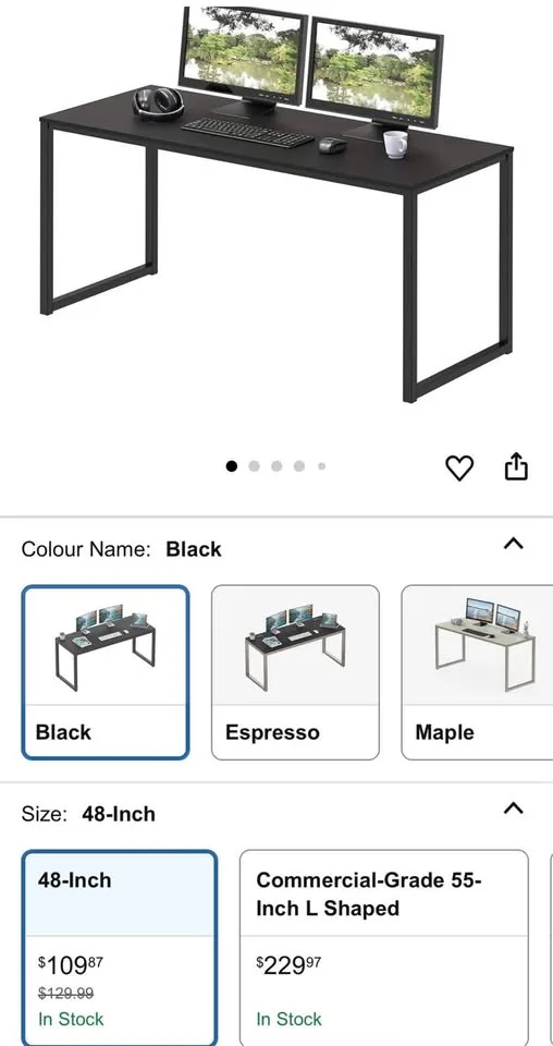 EUC Sturdy Black Computer Desk image indicator(8)