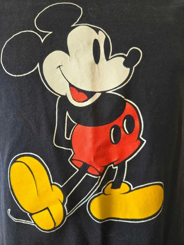 Vintage 90s Mickey Mouse T Shirt Black Sz Large USA MADE image indicator(2)