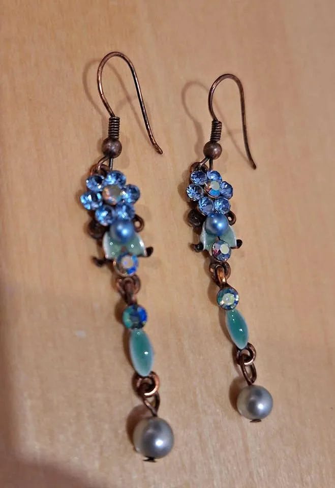 Beautiful vintage earrings rhinestone multicolor thumbnail