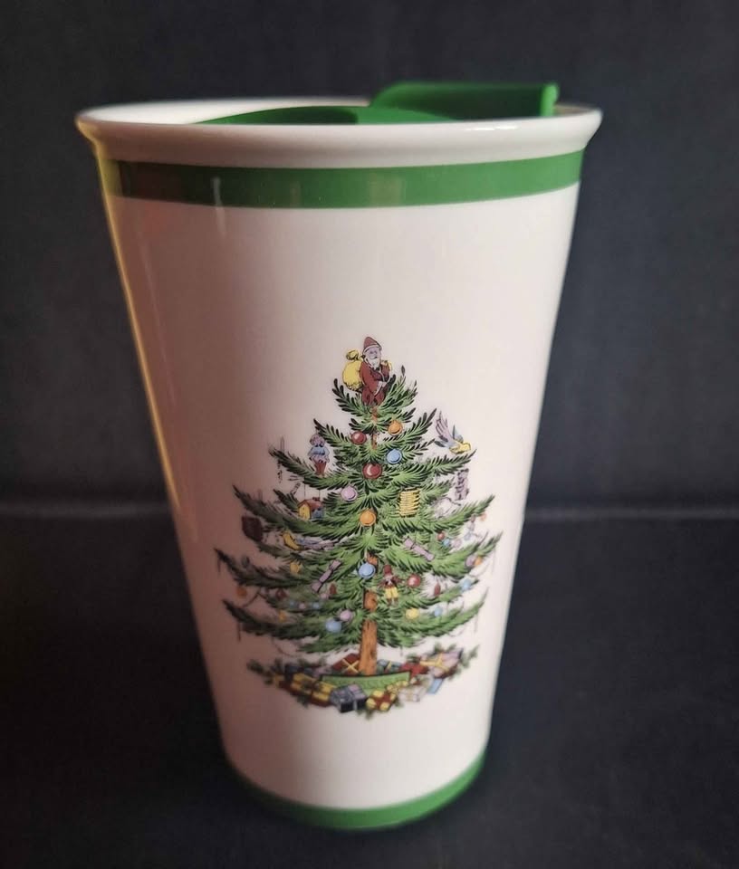 Spode "Christmas Tree" 5 5/8 Inch Travel Mug with Lid-New - photo 2