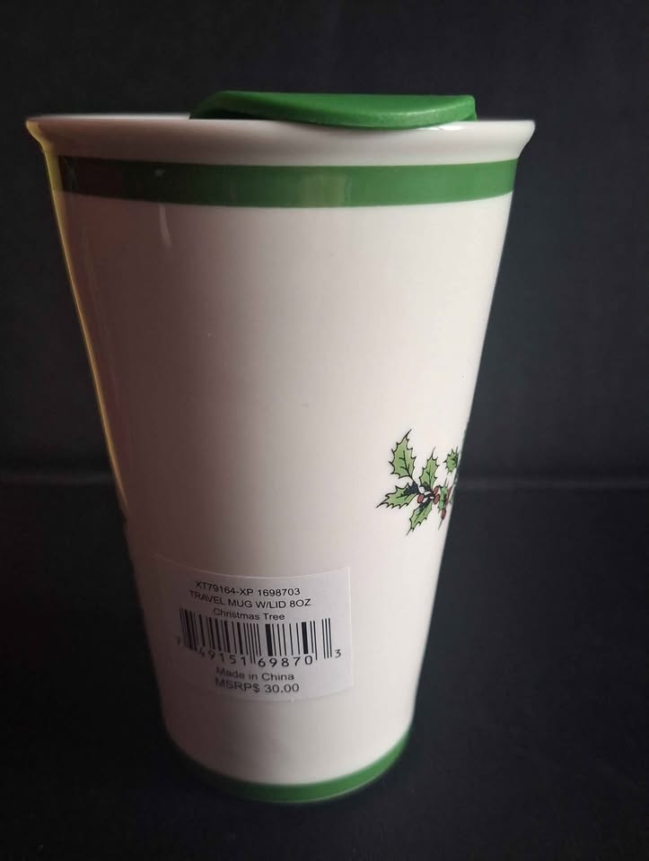 Spode "Christmas Tree" 5 5/8 Inch Travel Mug with Lid-New - photo 3