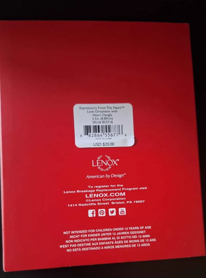 Lenox HEART LOVE Ornament with Heart Dangle image indicator(5)