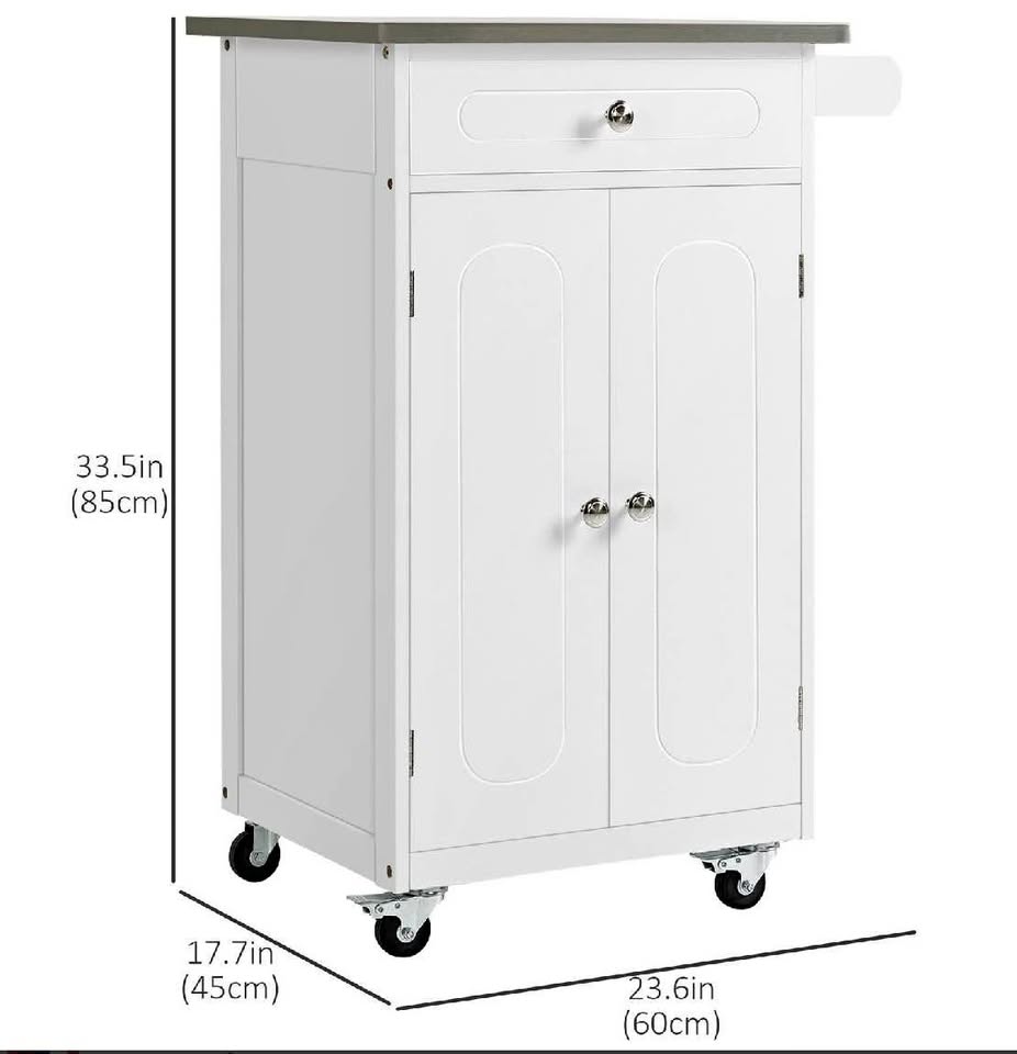 New white kitchen island pantry cart