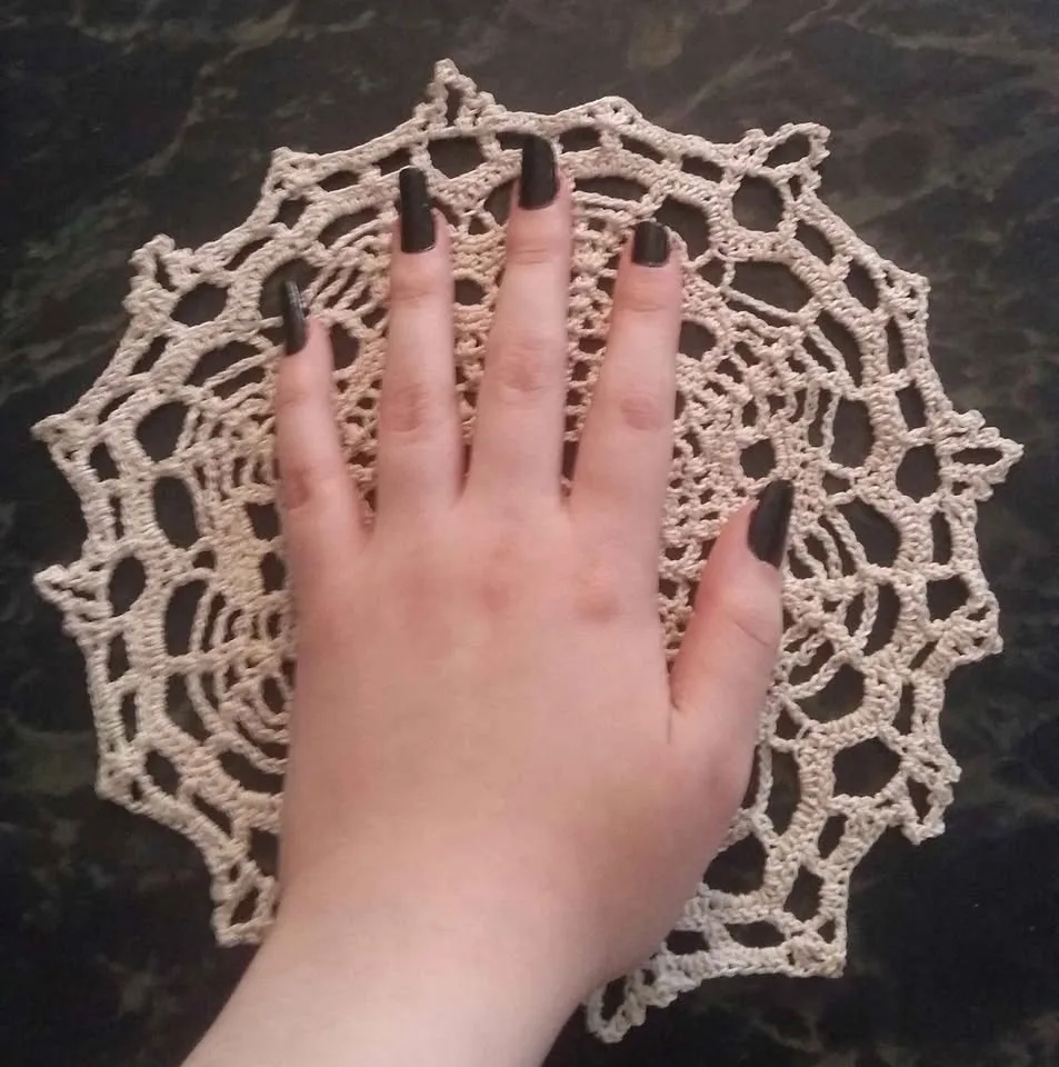 Beige Skull Halloween Crochet Doily handmade image indicator(3)
