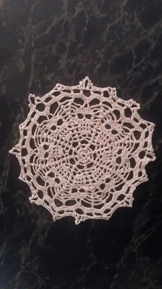 Beige Skull Halloween Crochet Doily handmade image indicator(4)