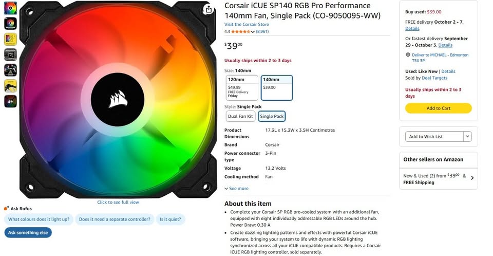 Corsair SP140 RGB Pro PC fan - photo 5