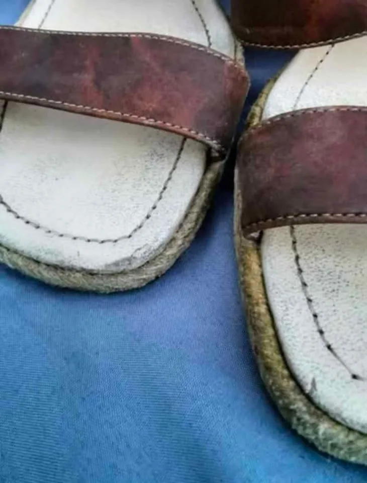 Size 8 Pierre Dumas Brown Wedge Slide Sandals – 2 Straps image indicator(4)