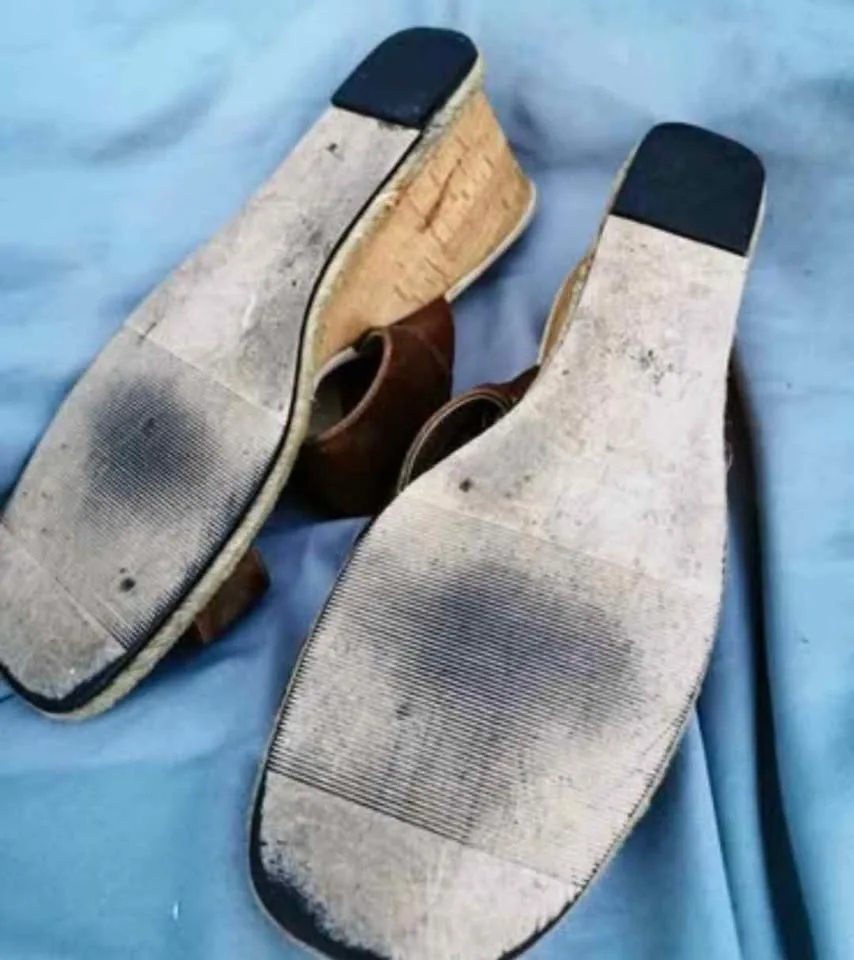 Size 8 Pierre Dumas Brown Wedge Slide Sandals – 2 Straps image indicator(5)