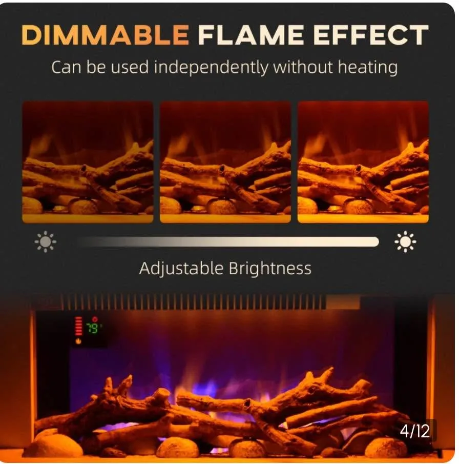 Homcom 32” Electric Fireplace with Mantel image indicator(3)