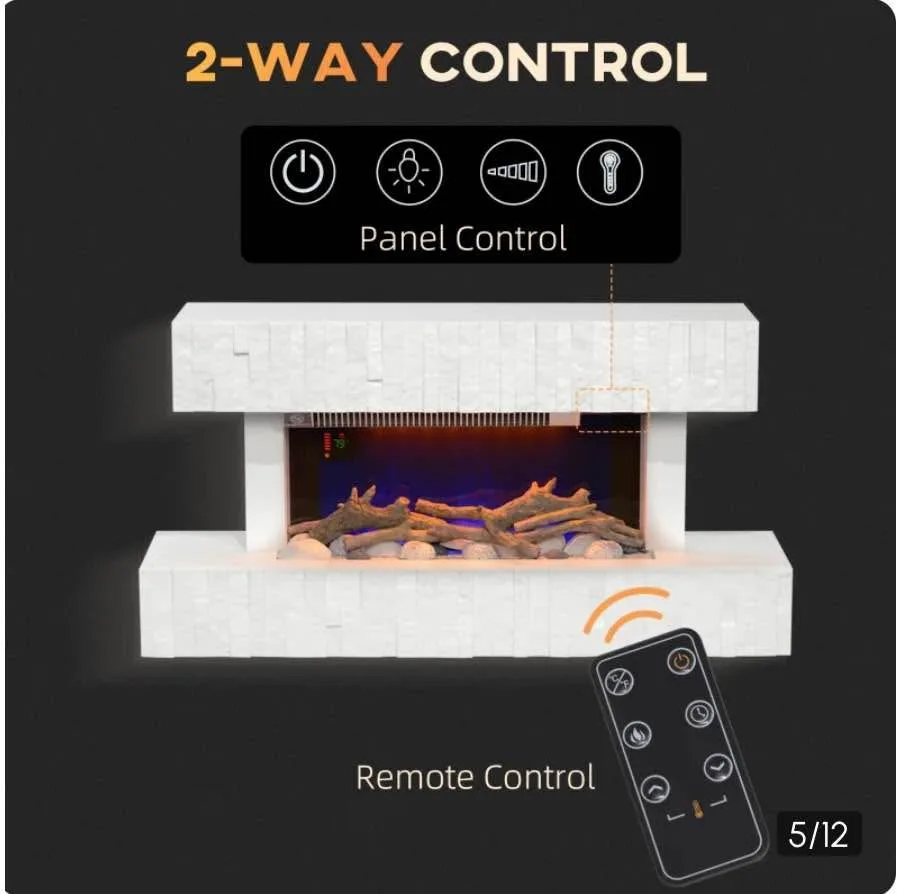 Homcom 32” Electric Fireplace with Mantel image indicator(4)