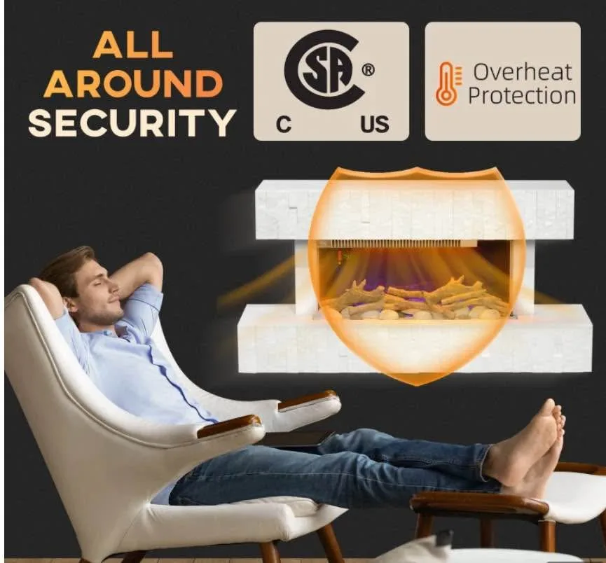 Homcom 32” Electric Fireplace with Mantel image indicator(5)